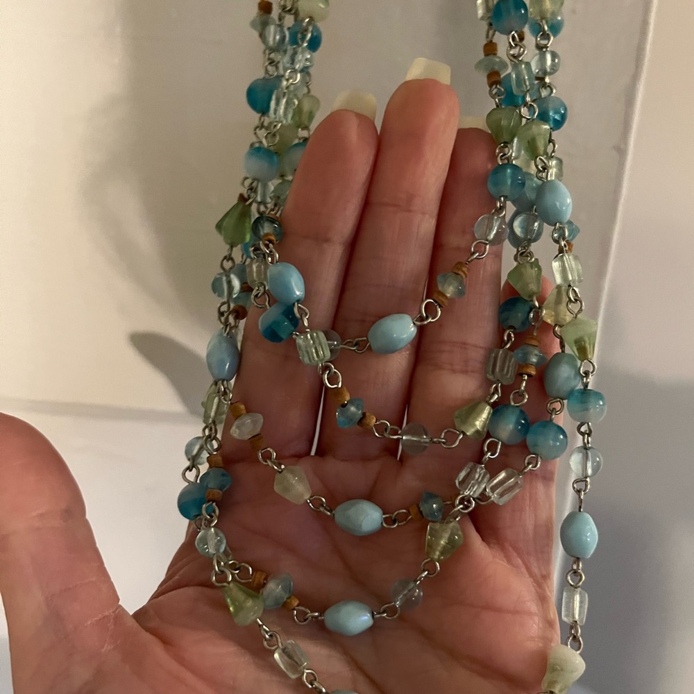 Lia Sophia Blue Turquoise Wrap Necklace
